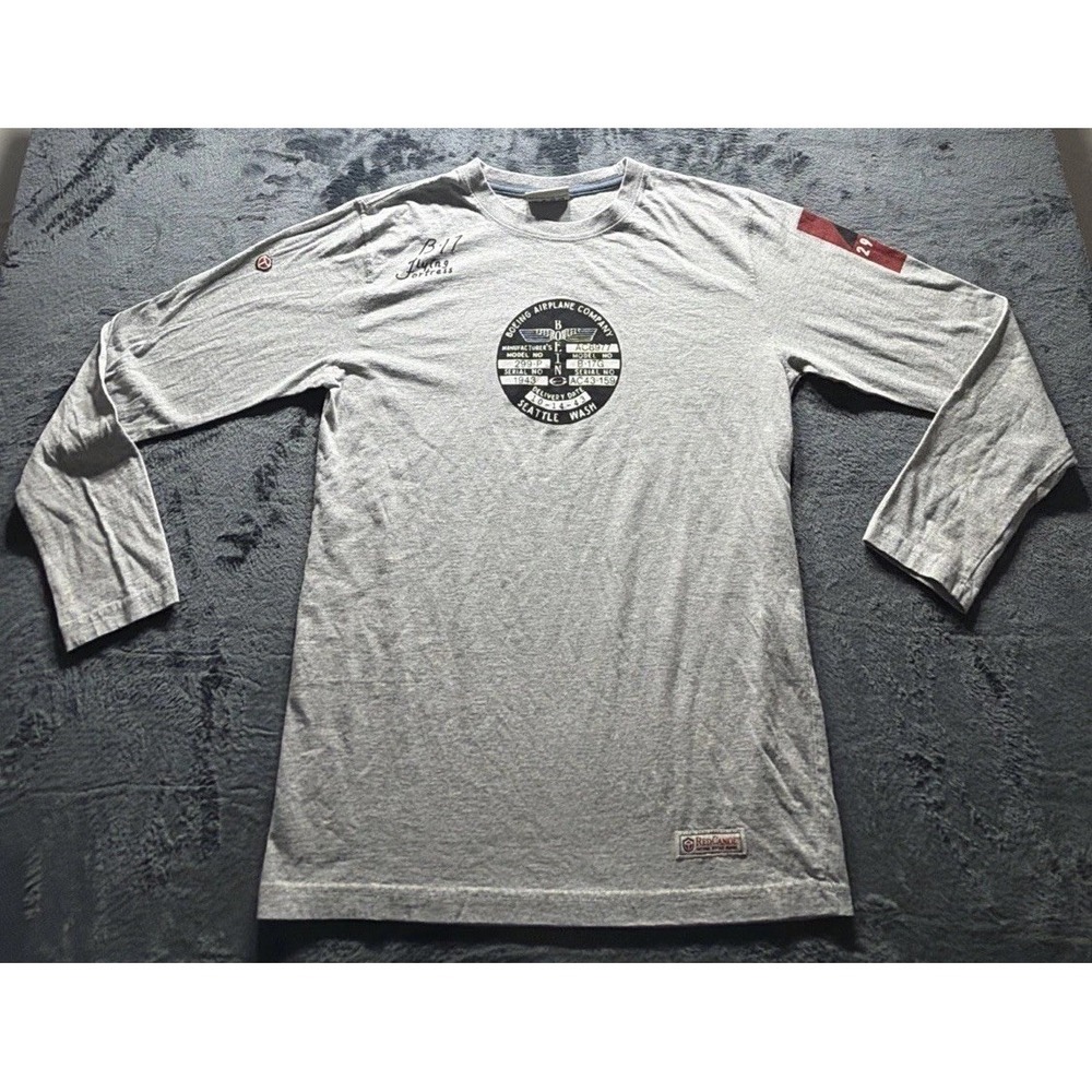 Red Canoe Boeing B-17 Flying Fortress Long Sleeve T-Shirt Gray Sz. Medium